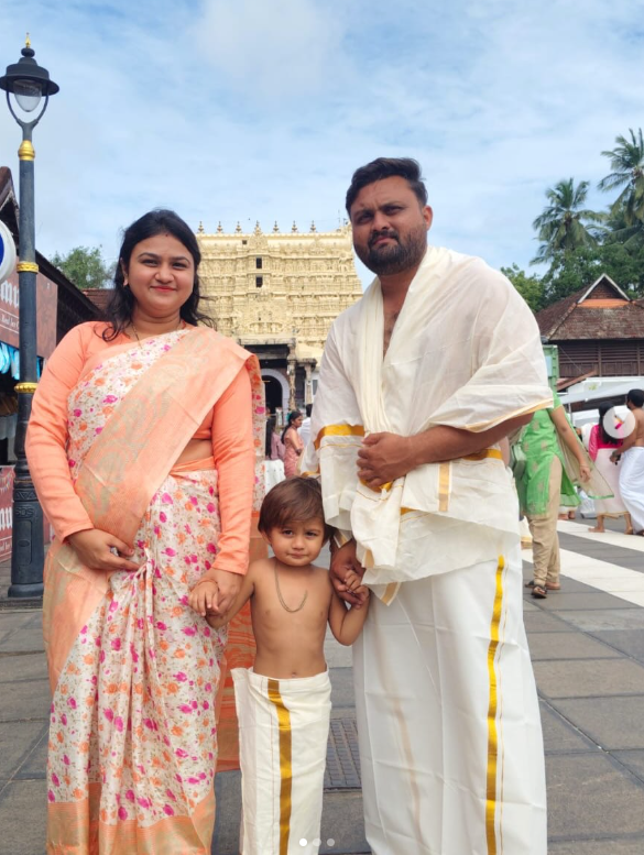 Family travellers with luggage